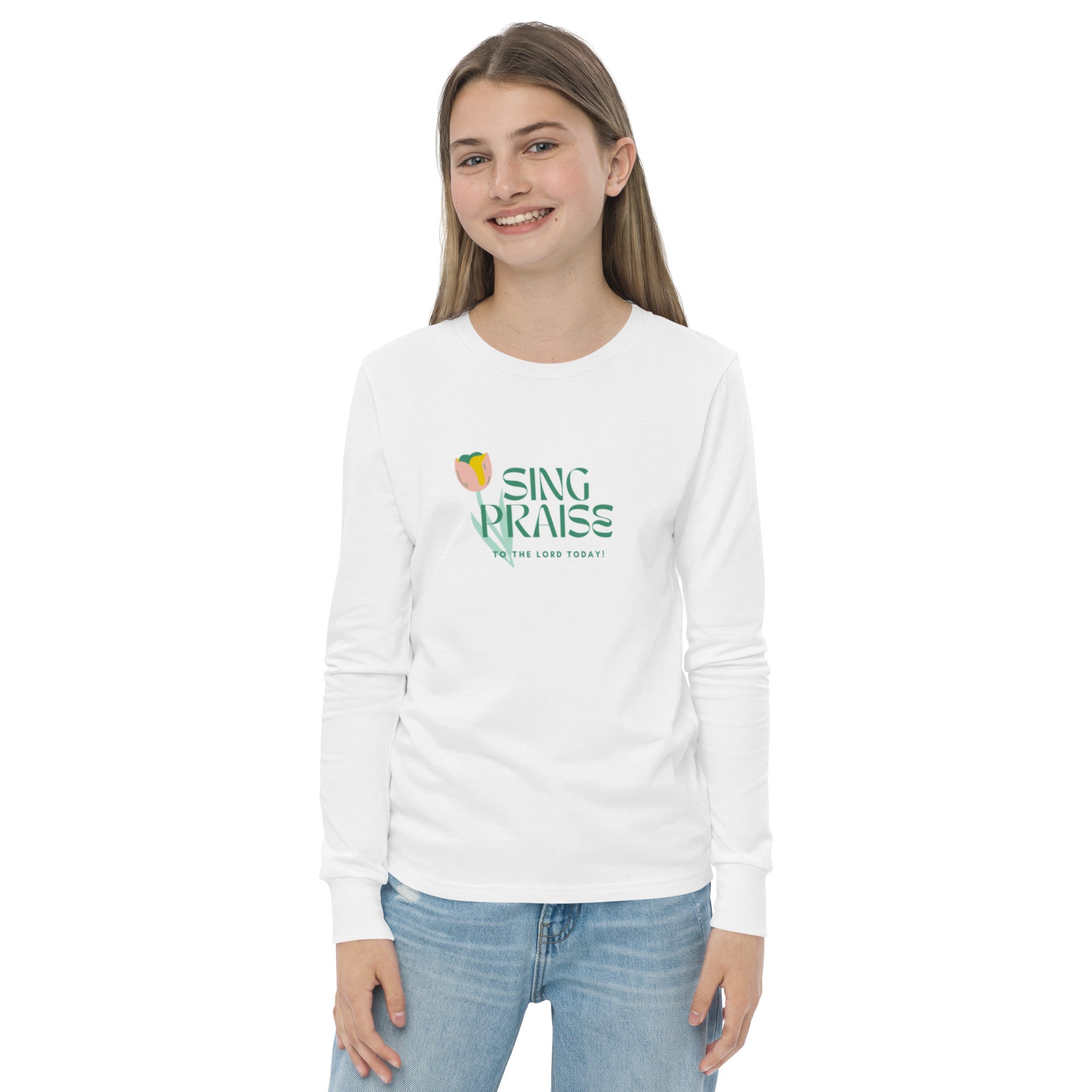 Christian Youth girls long sleeve tee " Praise the Lord" Plain street Overall